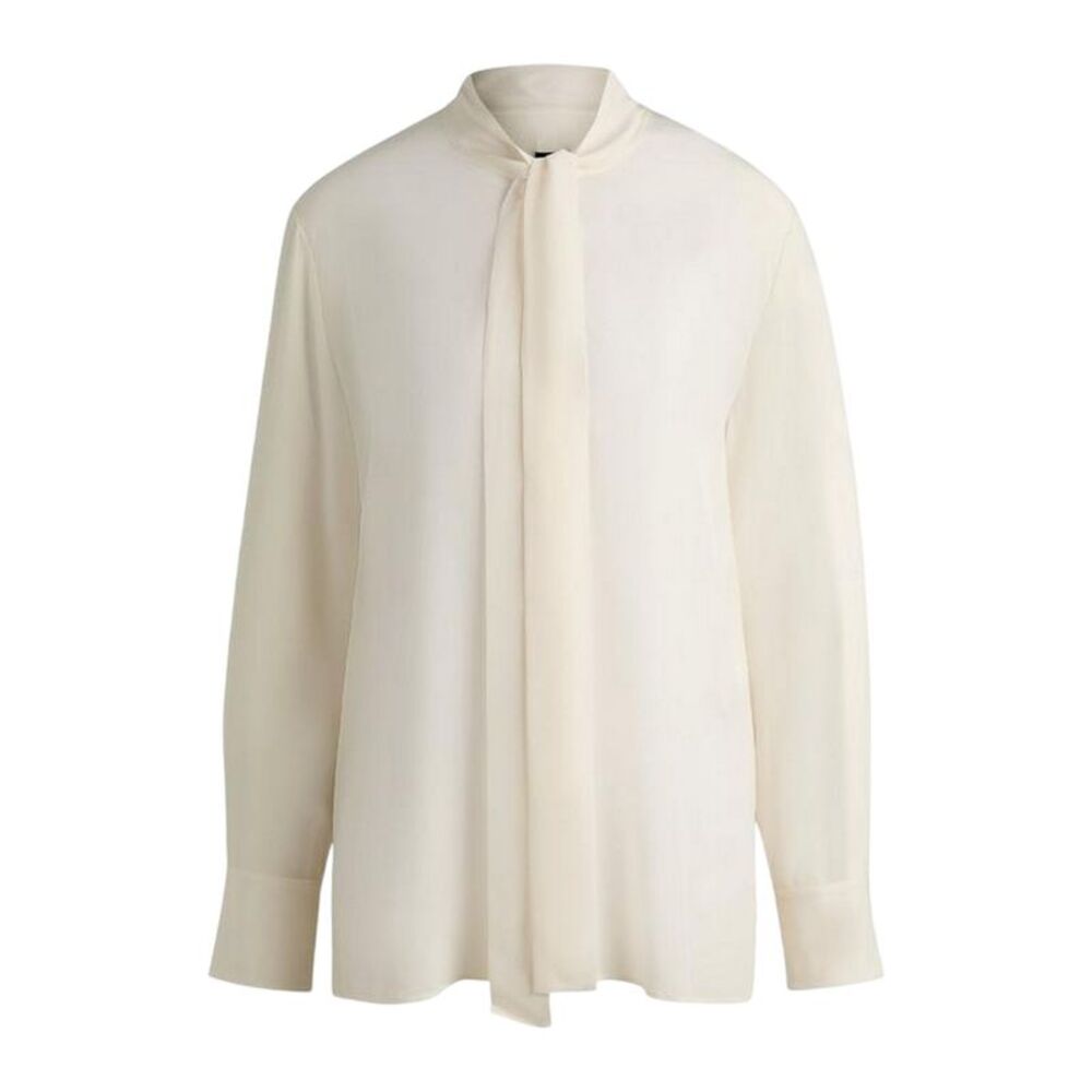 Boss Womens/Ladies Tie Neck Long-Sleeved Blouse / White